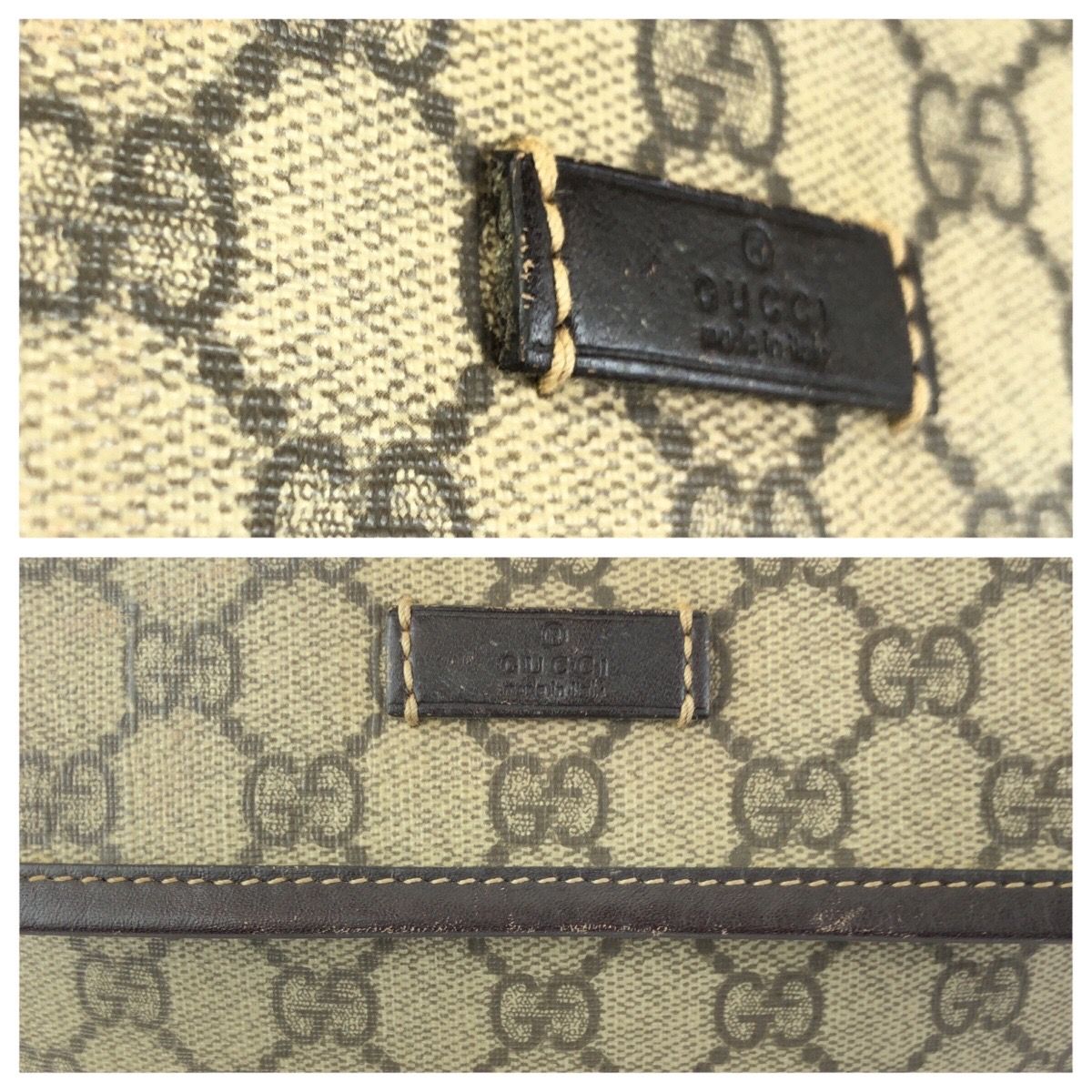 Gucci Beige Brown Gold GG Supreme Canvas Leather Shoulder — view 6