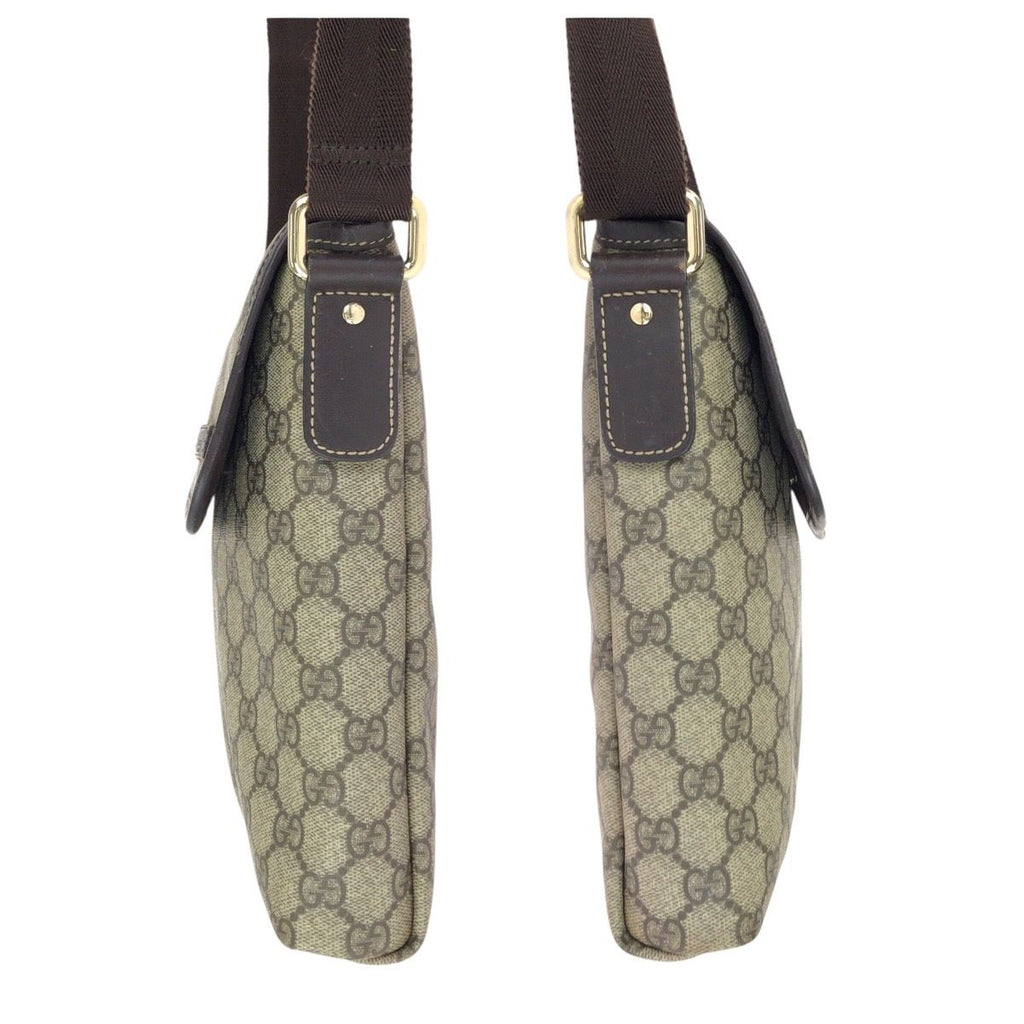Gucci Beige Brown Gold GG Supreme Canvas Leather Shoulder — view 8