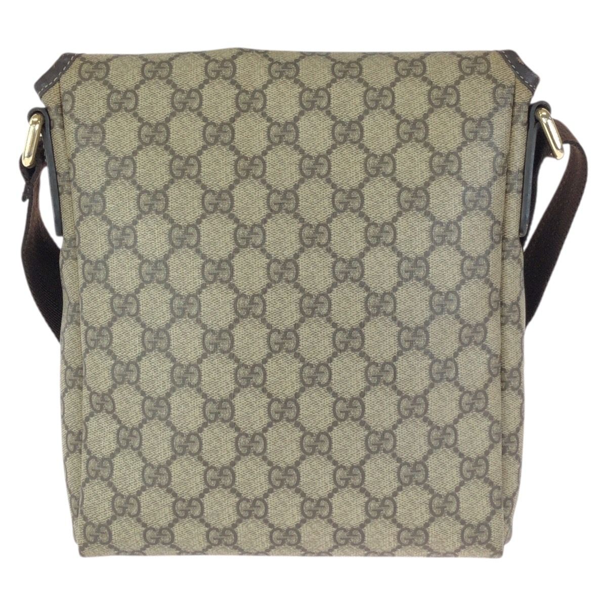 Gucci Beige Brown Gold GG Supreme Canvas Leather Shoulder — view 2