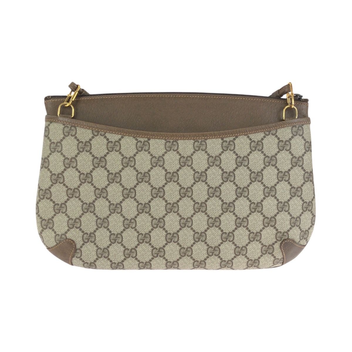 Gucci Vintage Sherry Line Beige Brown GG Supreme Canvas Shoulder — view 2