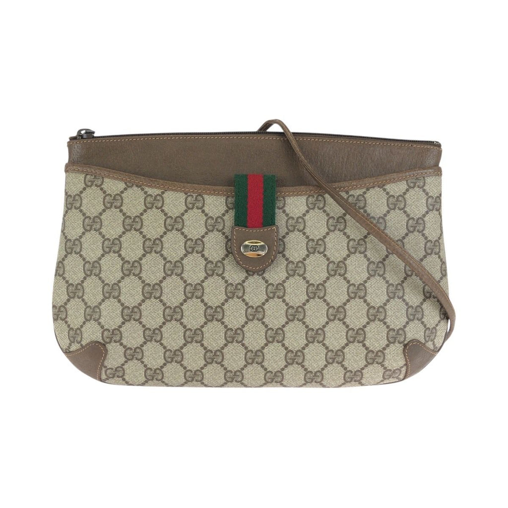 Gucci Vintage Sherry Line Beige Brown GG Supreme Canvas Shoulder