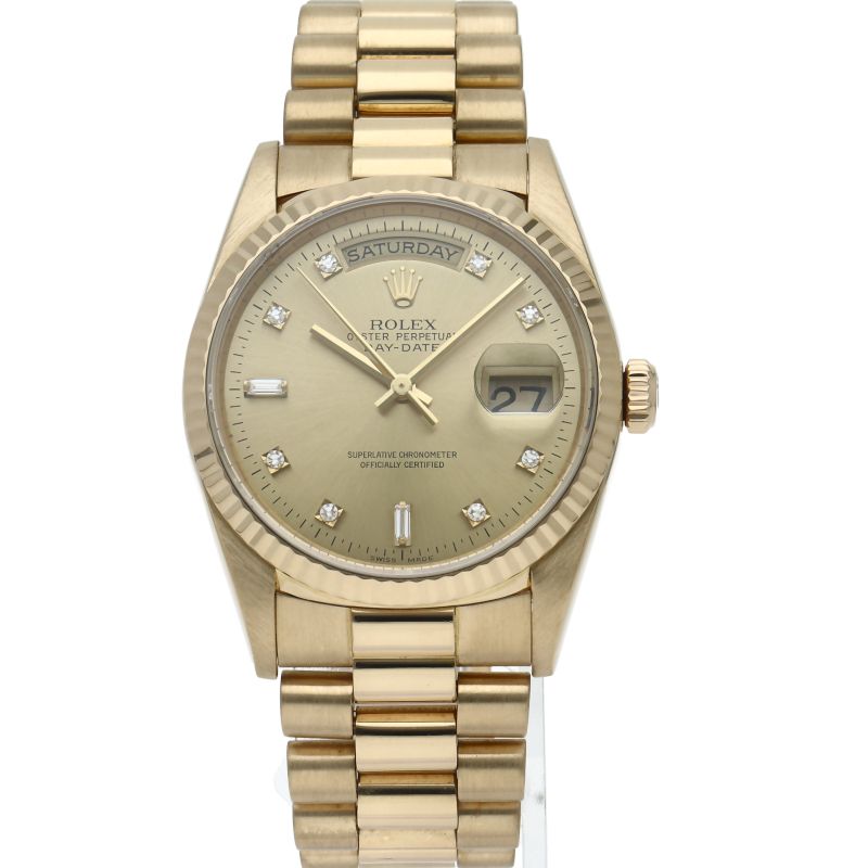 Rolex Day Date Watch 18k Yellow Gold Chien Color Polished — view 2
