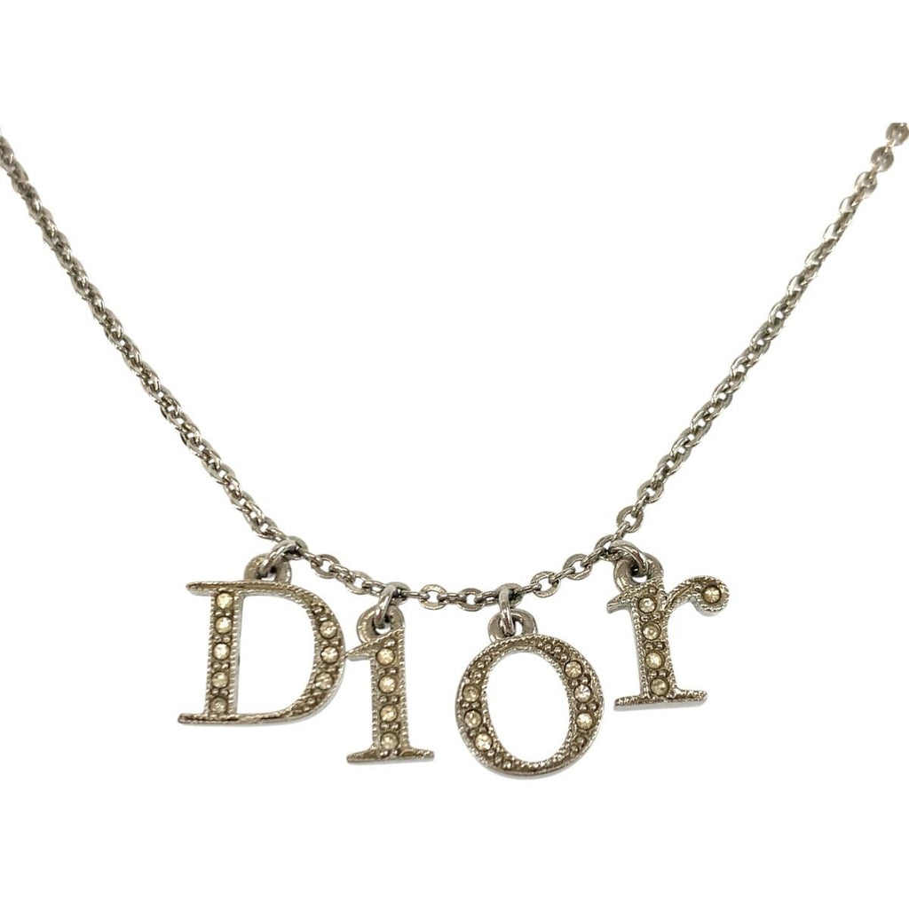 Dior Vintage Logo Sequin Plated Necklace