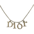 Dior Vintage Logo Sequin Plated Necklace
