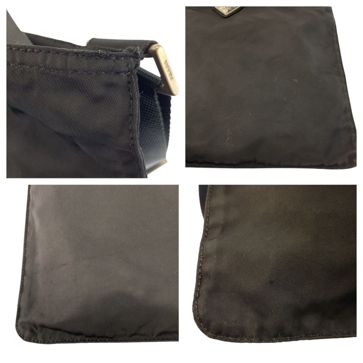 Prada Tessuto Black Silver Nylon Shoulder Bag Pochette — view 5