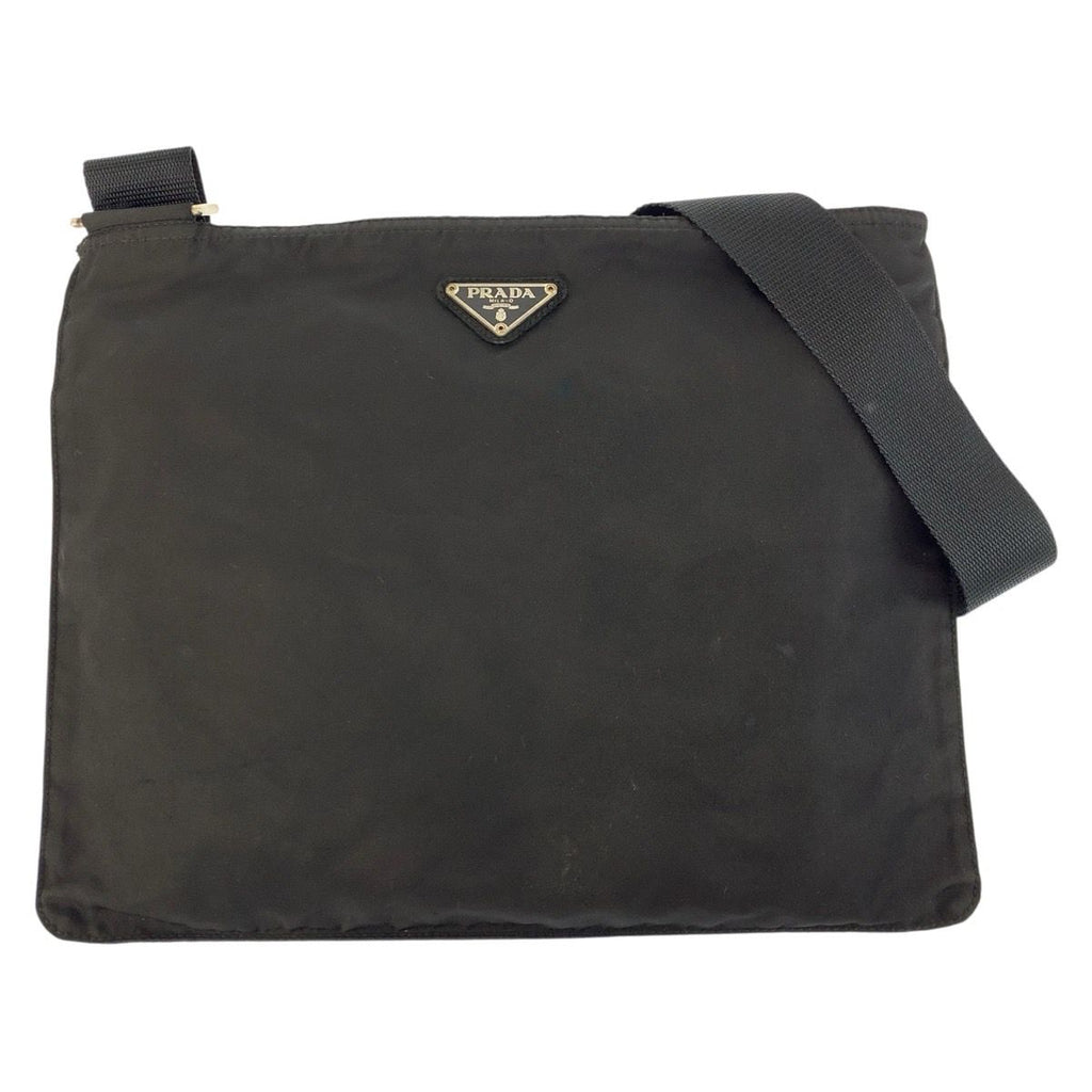 Prada Tessuto Black Silver Nylon Shoulder Bag Pochette