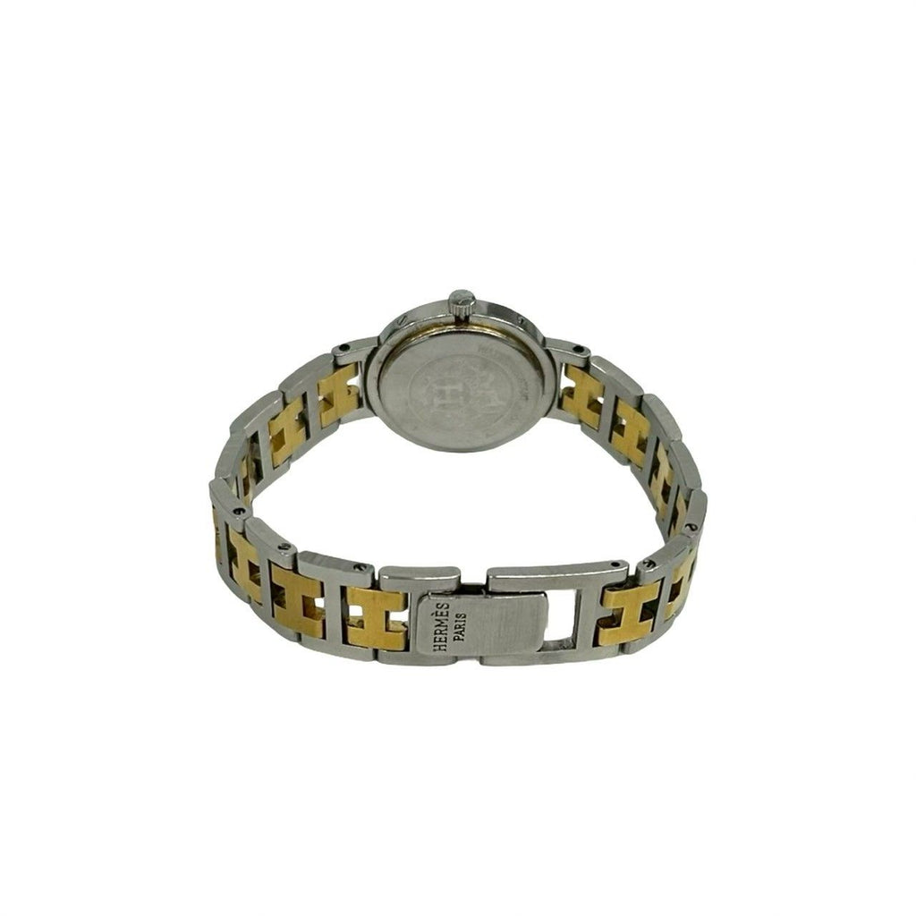 Hermes Vintage Clipper Stainless Steel Quartz Watch Wrist Silver Gold — view 9