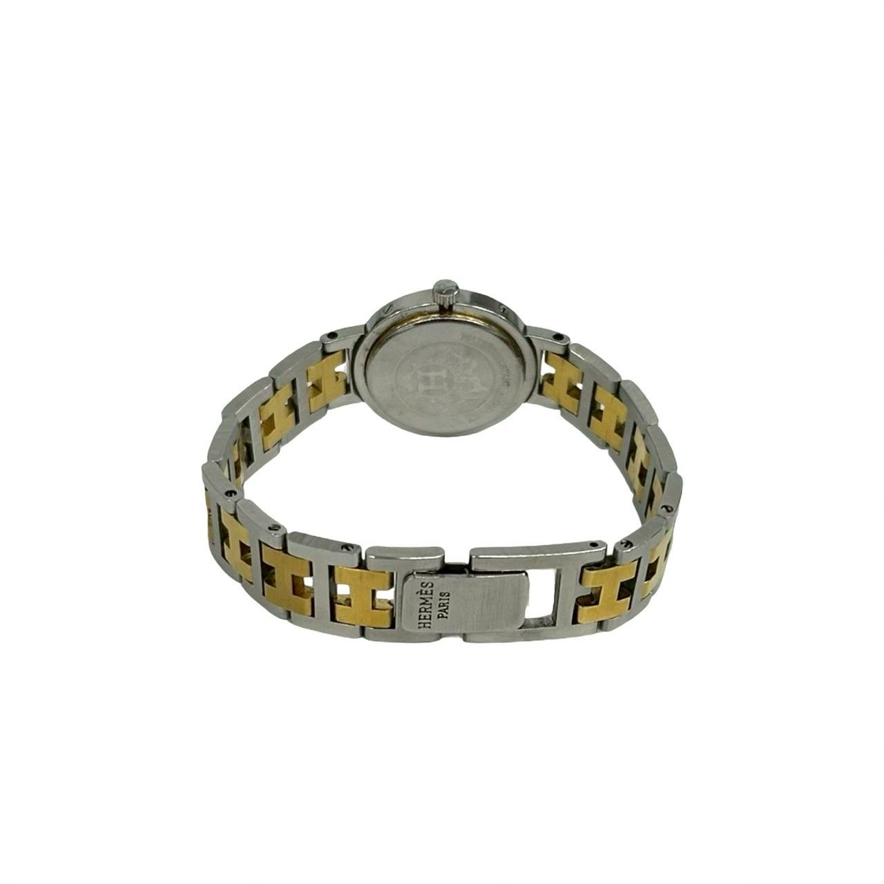 Hermes Vintage Clipper Stainless Steel Quartz Watch Wrist Silver Gold — view 9