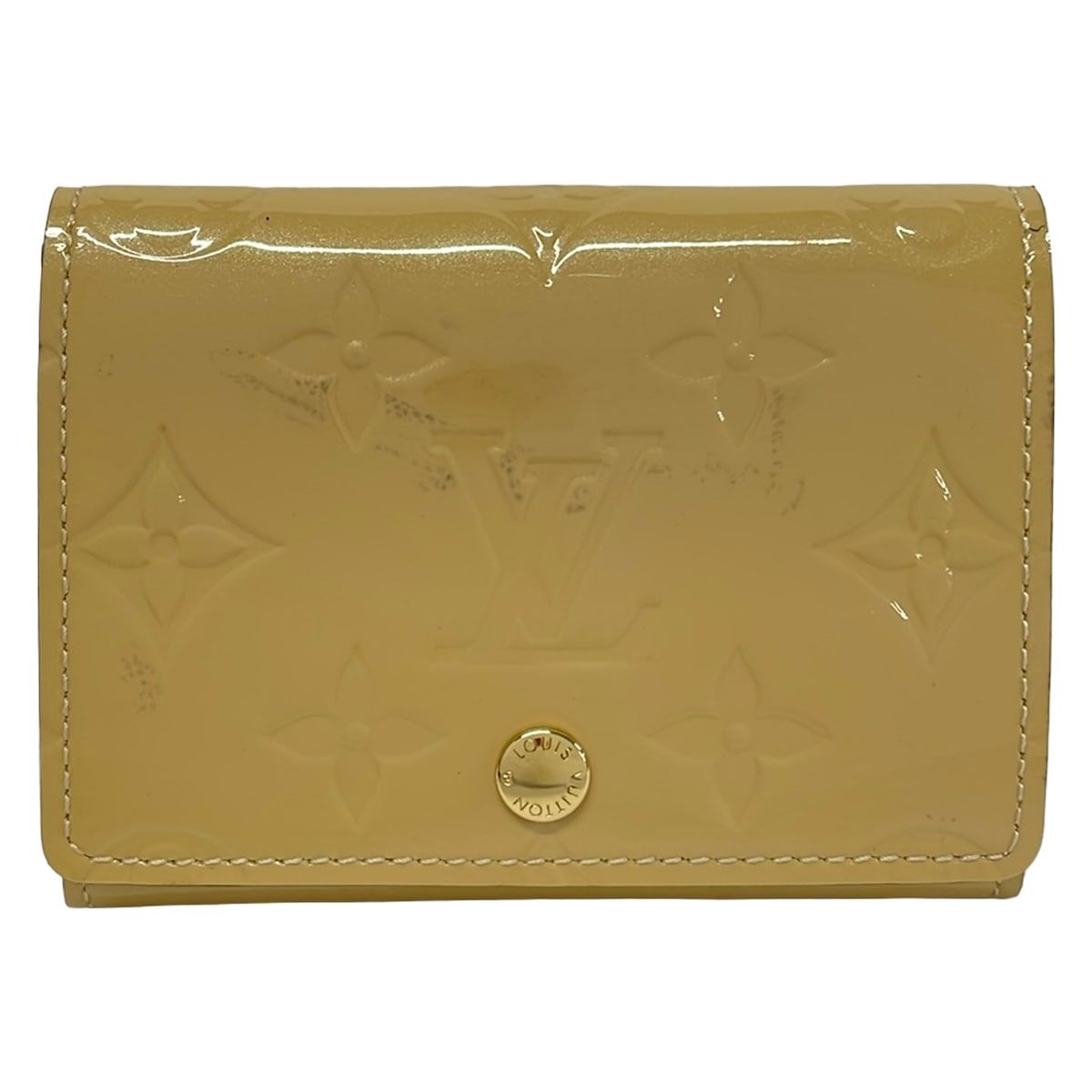 Louis Vuitton Business Card Holder Monogram Vernis Dune Initial Leather