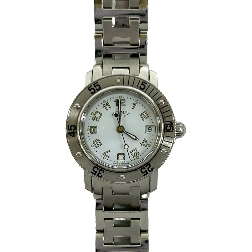 Hermes Clipper Diver Stainless Steel Quartz Wrist Watch Silver — view 4