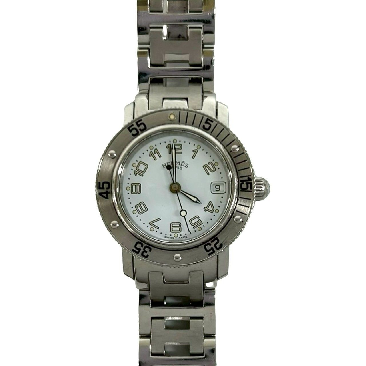 Hermes Clipper Diver Stainless Steel Quartz Wrist Watch Silver — view 4