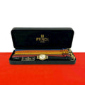 Fendi with Case Chameleon Change Leather Quartz Wristwatch Gold Watch