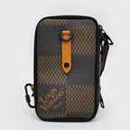 Louis Vuitton Double Phone Pouch Damier Ebene Giant Farrell Shoulder Bag Brown — view 7