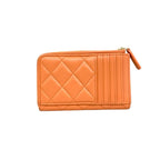 Chanel Quilted CC Logo Lambskin Coin Case Card Fragment Orange — view 2