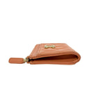 Chanel Quilted CC Logo Lambskin Coin Case Card Fragment Orange — view 4