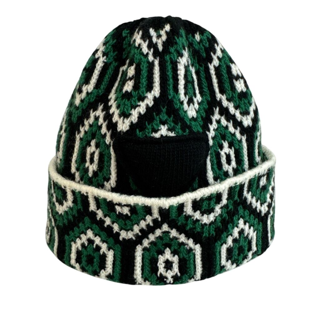 Prada Knit Cap Beanie All Over Pattern Triangle