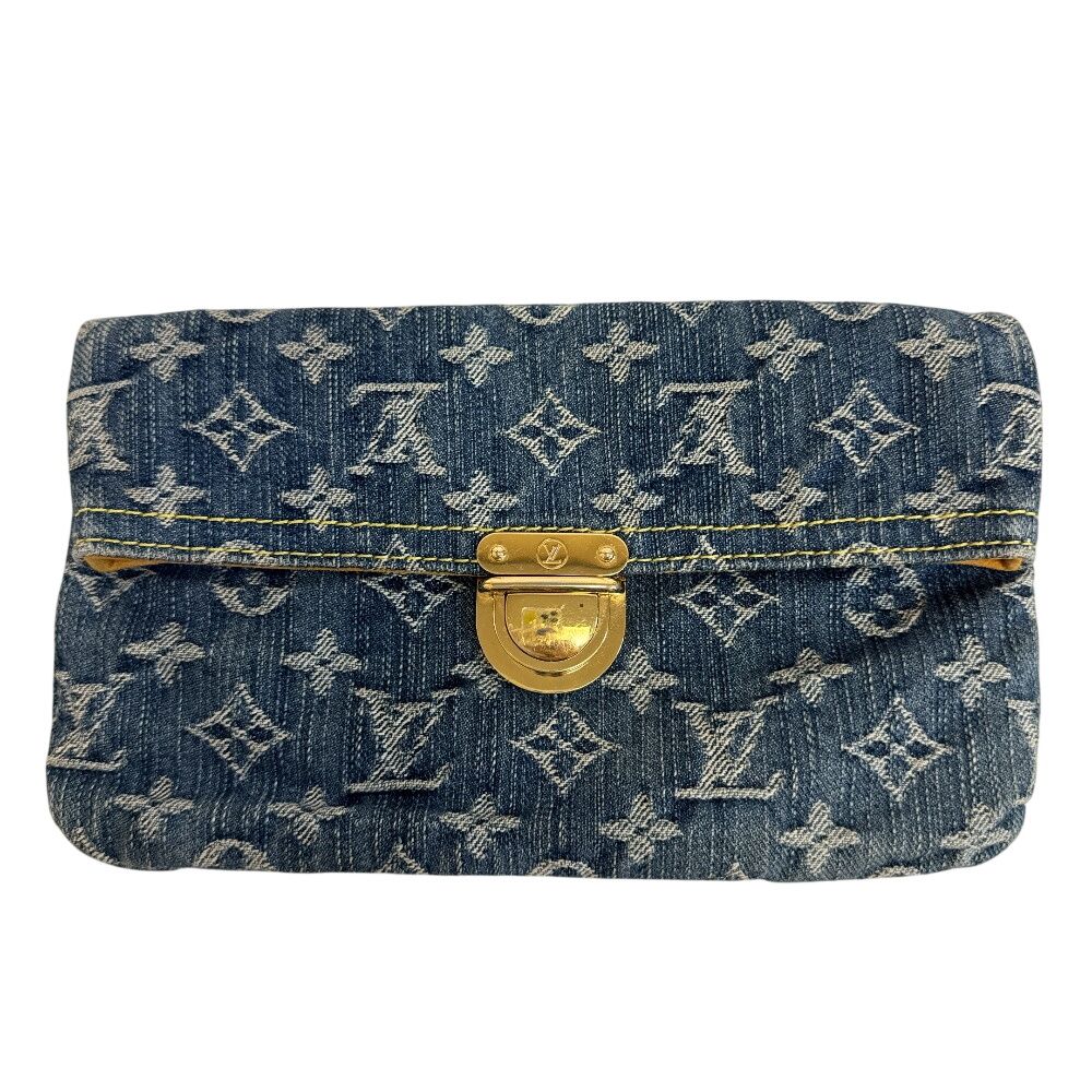 Louis Vuitton Clutch Bifold Pochette Plat Monogram Denim Pouch