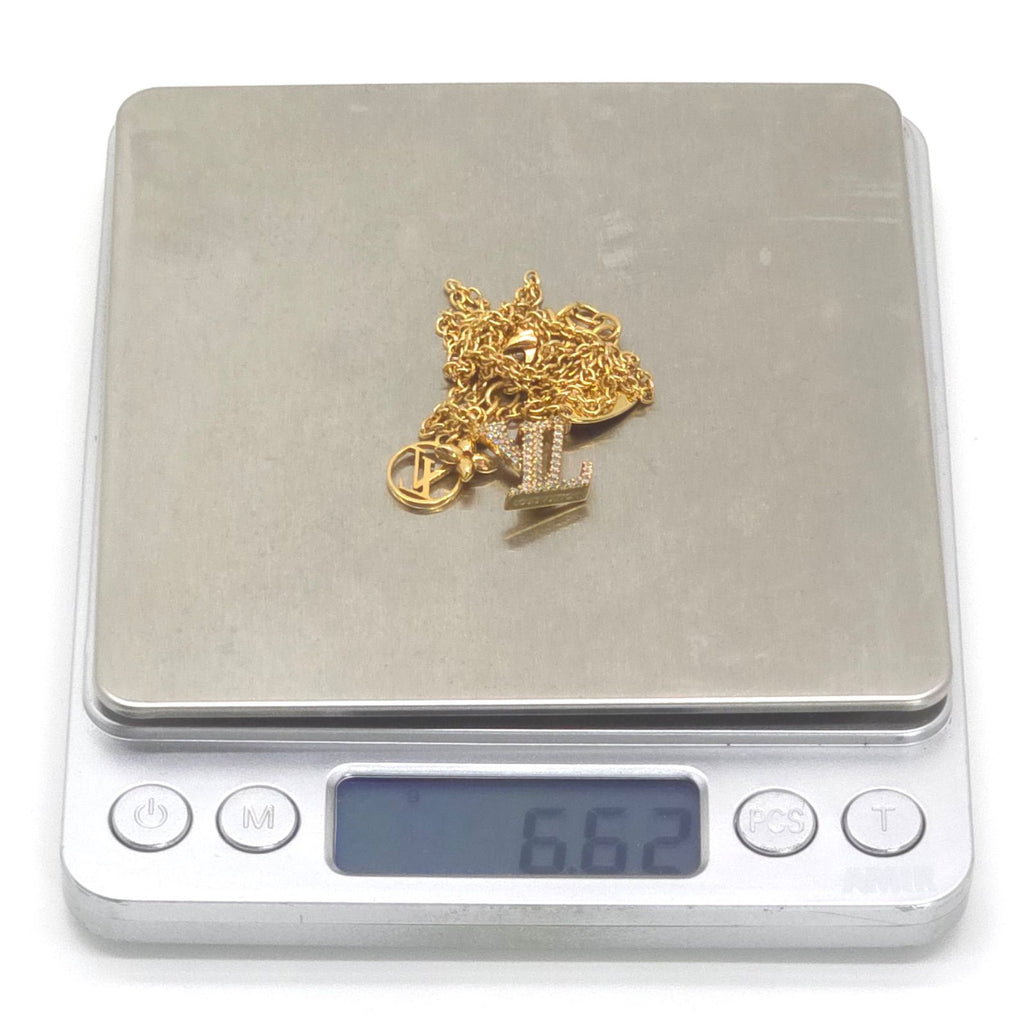Louis Vuitton Necklace LV Iconic 42 47 cm Gold Color Metal Strass LV Initial — view 9