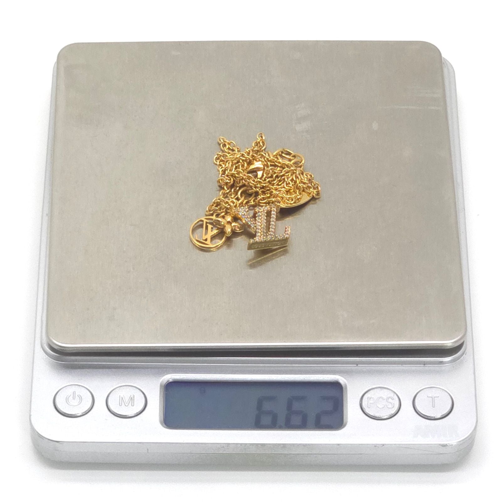 Louis Vuitton Necklace LV Iconic 42 47 cm Gold Color Metal Strass LV Initial — view 9