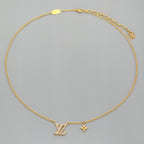 Louis Vuitton Necklace LV Iconic 42 47 cm Gold Color Metal Strass LV Initial