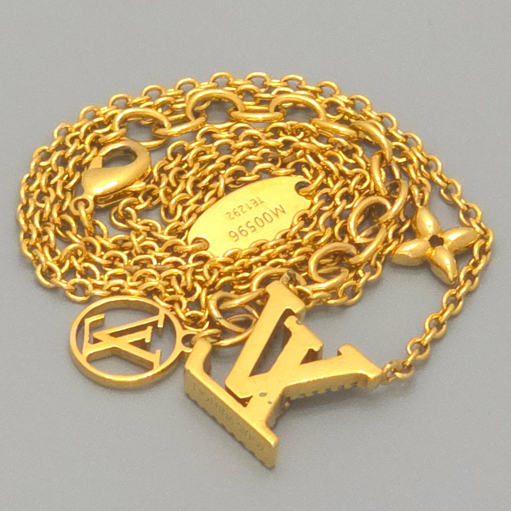 Louis Vuitton Necklace LV Iconic 42 47 cm Gold Color Metal Strass LV Initial — view 6