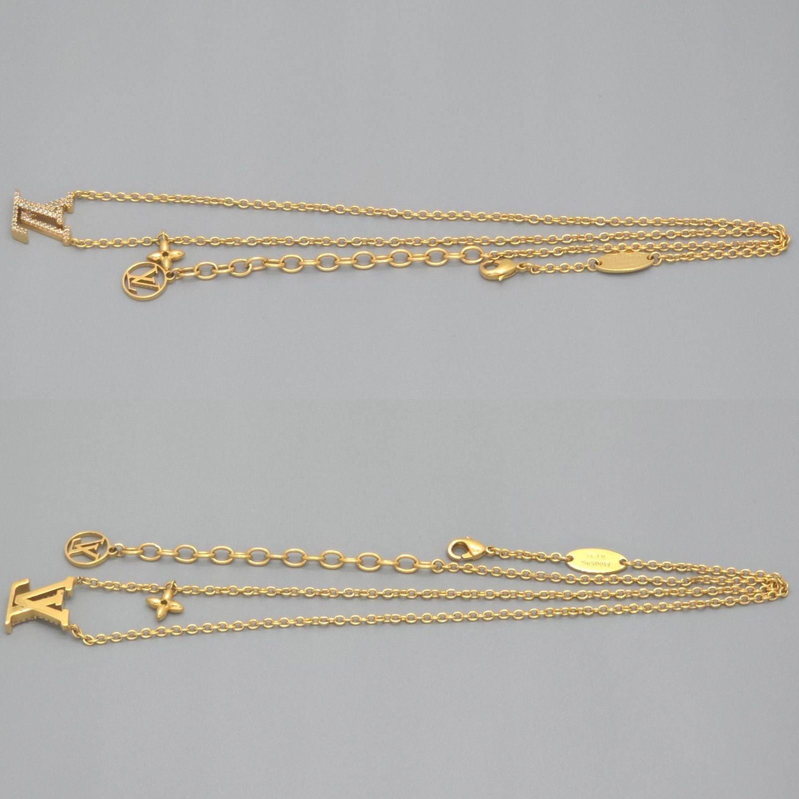 Louis Vuitton Necklace LV Iconic 42 47 cm Gold Color Metal Strass LV Initial — view 2