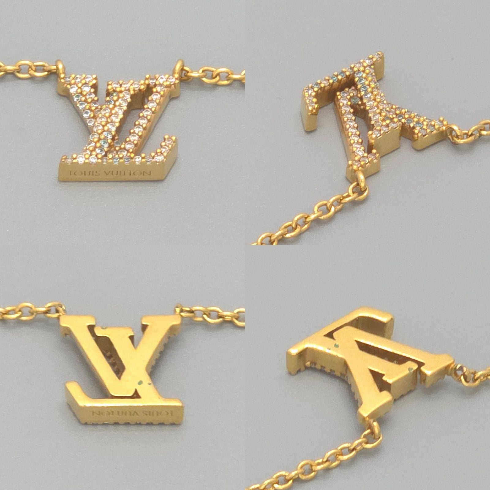 Louis Vuitton Necklace LV Iconic 42 47 cm Gold Color Metal Strass LV Initial — view 4
