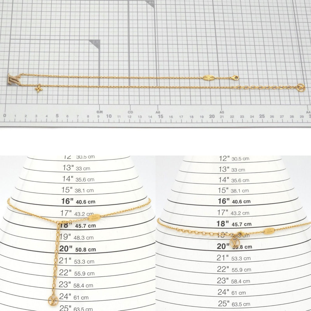 Louis Vuitton Necklace LV Iconic 42 47 cm Gold Color Metal Strass LV Initial — view 8