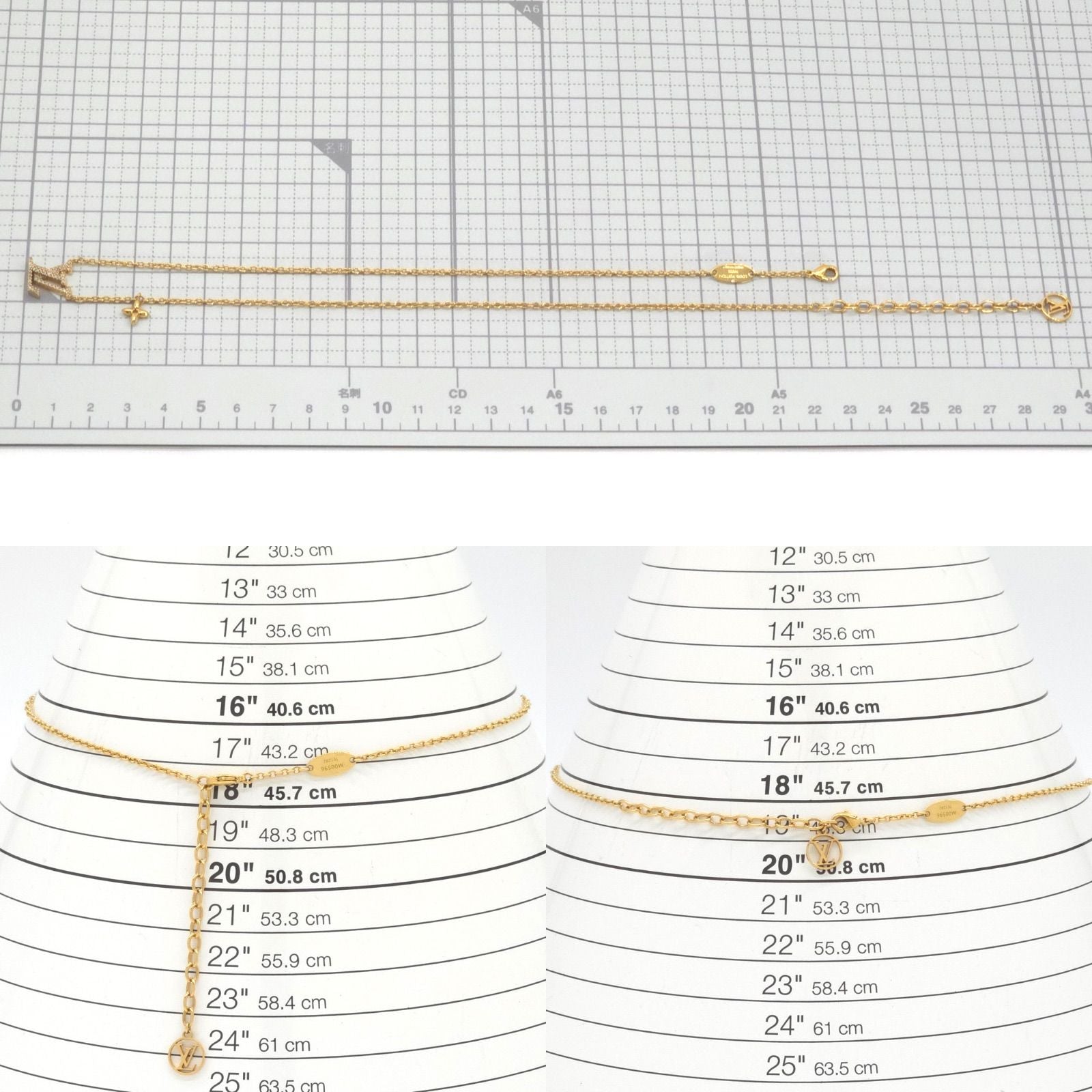 Louis Vuitton Necklace LV Iconic 42 47 cm Gold Color Metal Strass LV Initial — view 8