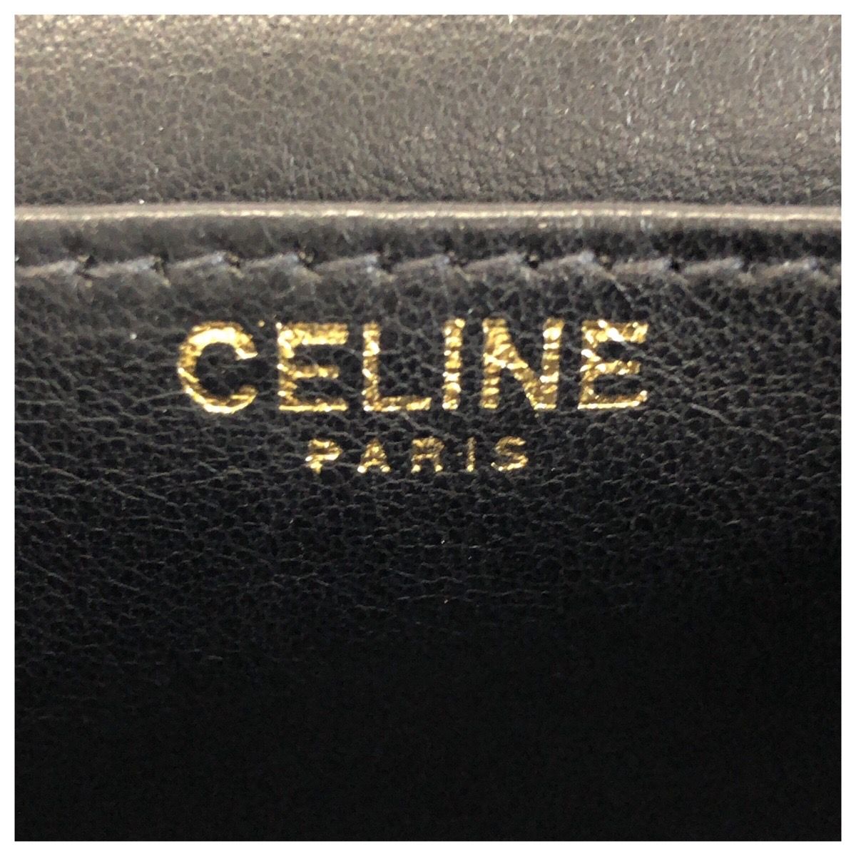 Celine Vintage Triomphe Black Canvas Chain Shoulder Bag Party — view 4