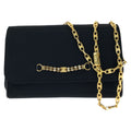 Celine Vintage Triomphe Black Canvas Chain Shoulder Bag Party