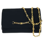 Celine Vintage Triomphe Black Canvas Chain Shoulder Bag Party