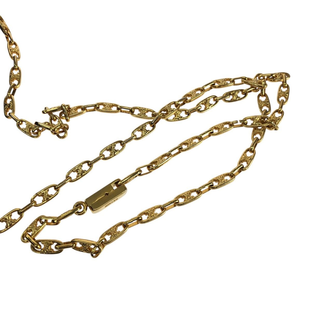 Celine Vintage Triomphe Black Canvas Chain Shoulder Bag Party — view 6