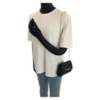 Celine Vintage Triomphe Black Canvas Chain Shoulder Bag Party — view 7