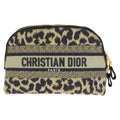 Dior Travel Leopard Print Beige Black Gold Canvas Pouch Makeup Case