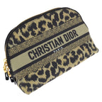 Dior Travel Leopard Print Beige Black Gold Canvas Pouch Makeup Case — view 6