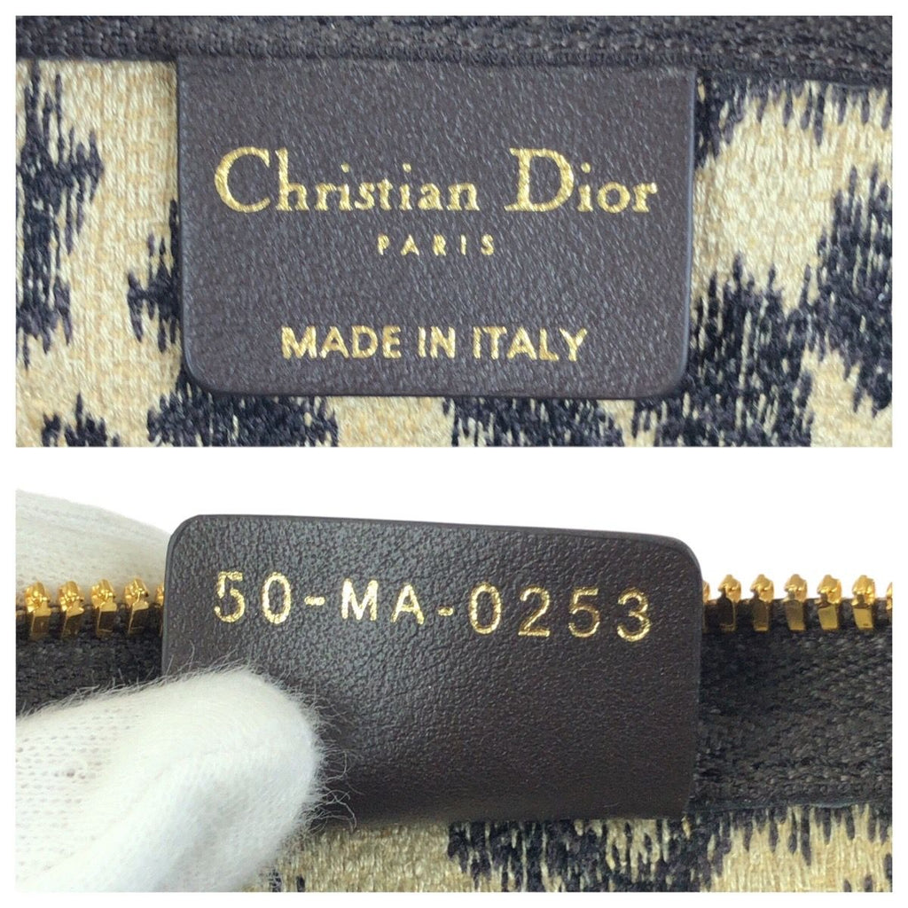 Dior Travel Leopard Print Beige Black Gold Canvas Pouch Makeup Case — view 4