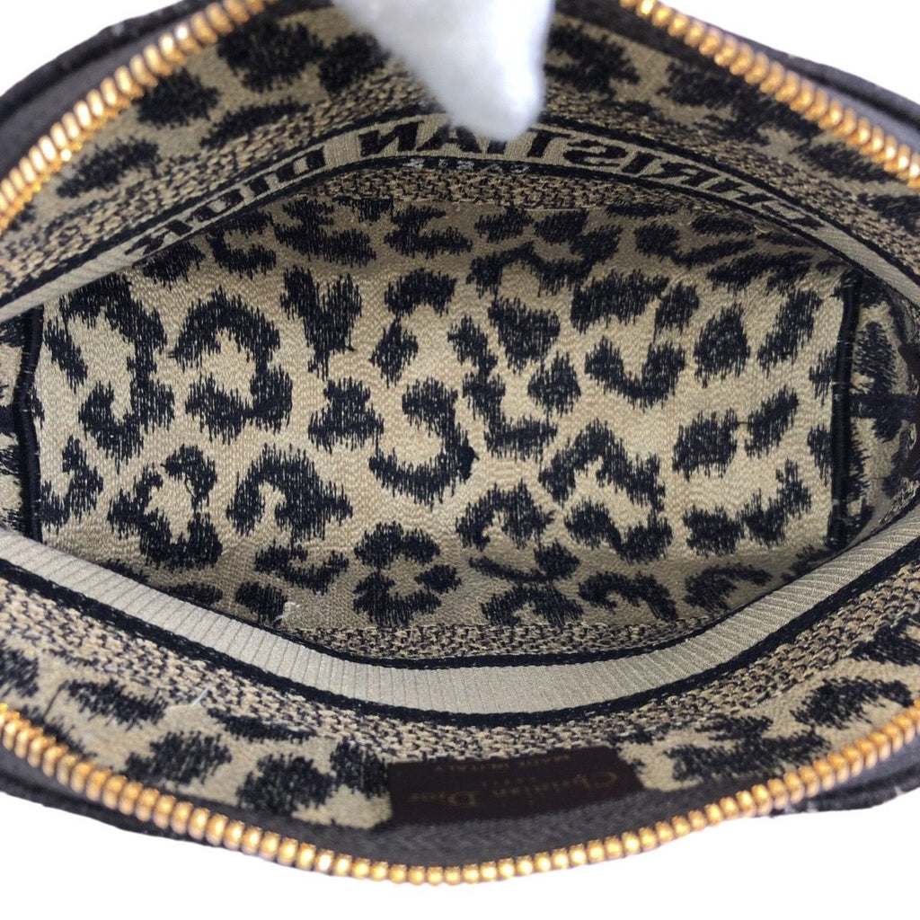 Dior Travel Leopard Print Beige Black Gold Canvas Pouch Makeup Case — view 7