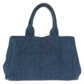 Prada Canapa Blue Gold Denim Tote