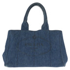 Prada Canapa Blue Gold Denim Tote