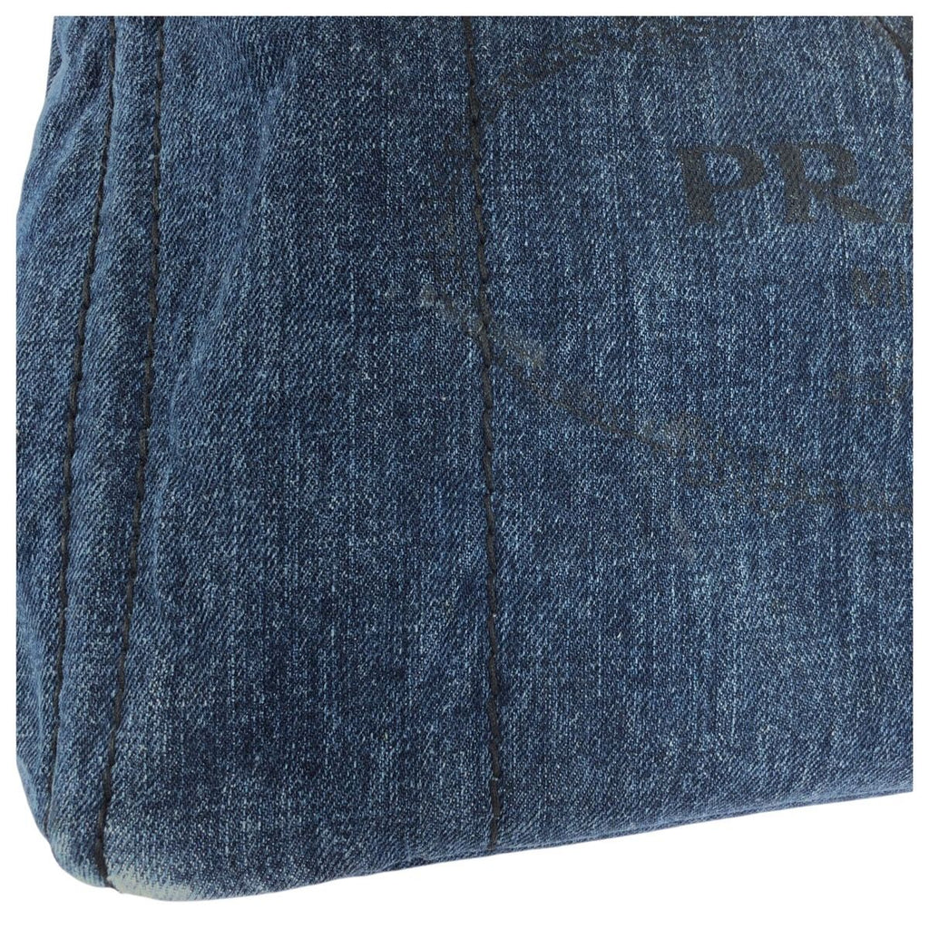 Prada Canapa Blue Gold Denim Tote — view 5