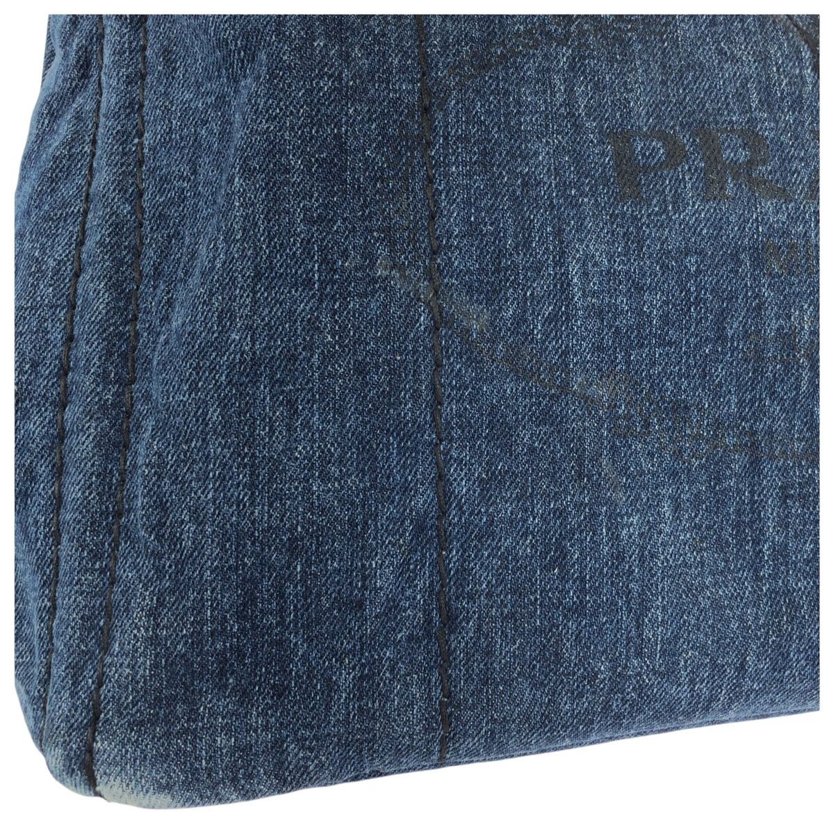 Prada Canapa Blue Gold Denim Tote — view 5