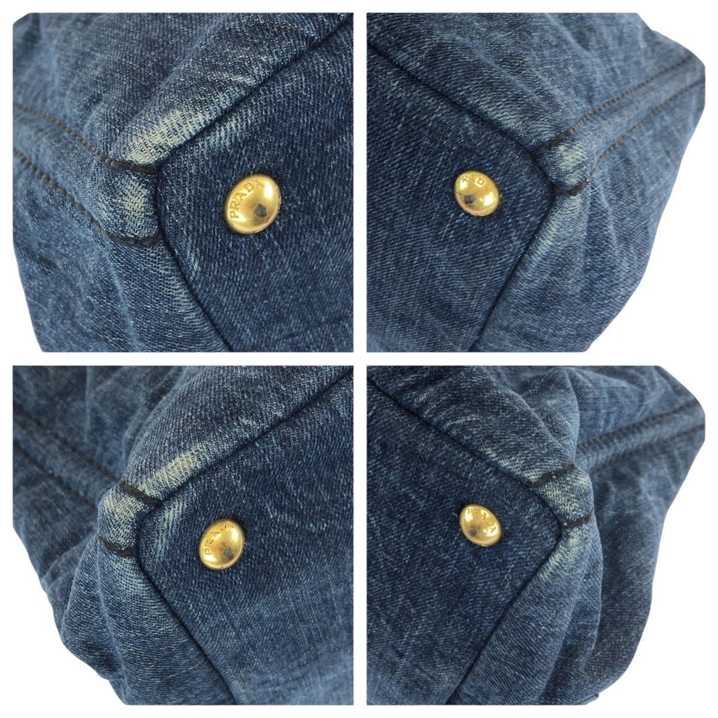 Prada Canapa Blue Gold Denim Tote — view 3