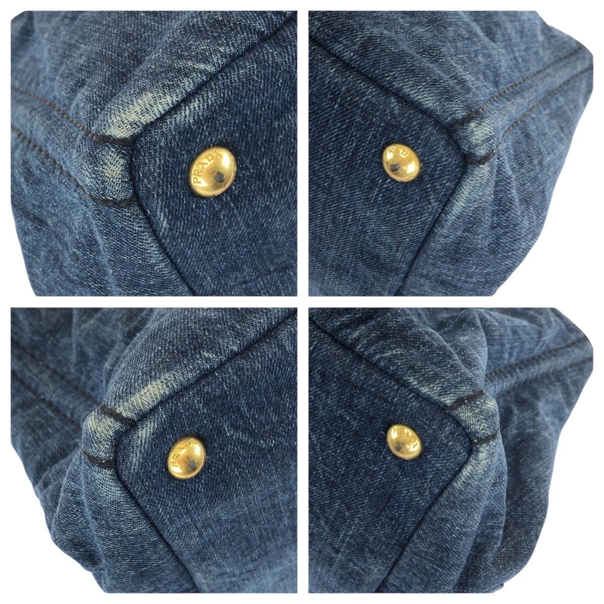 Prada Canapa Blue Gold Denim Tote — view 3