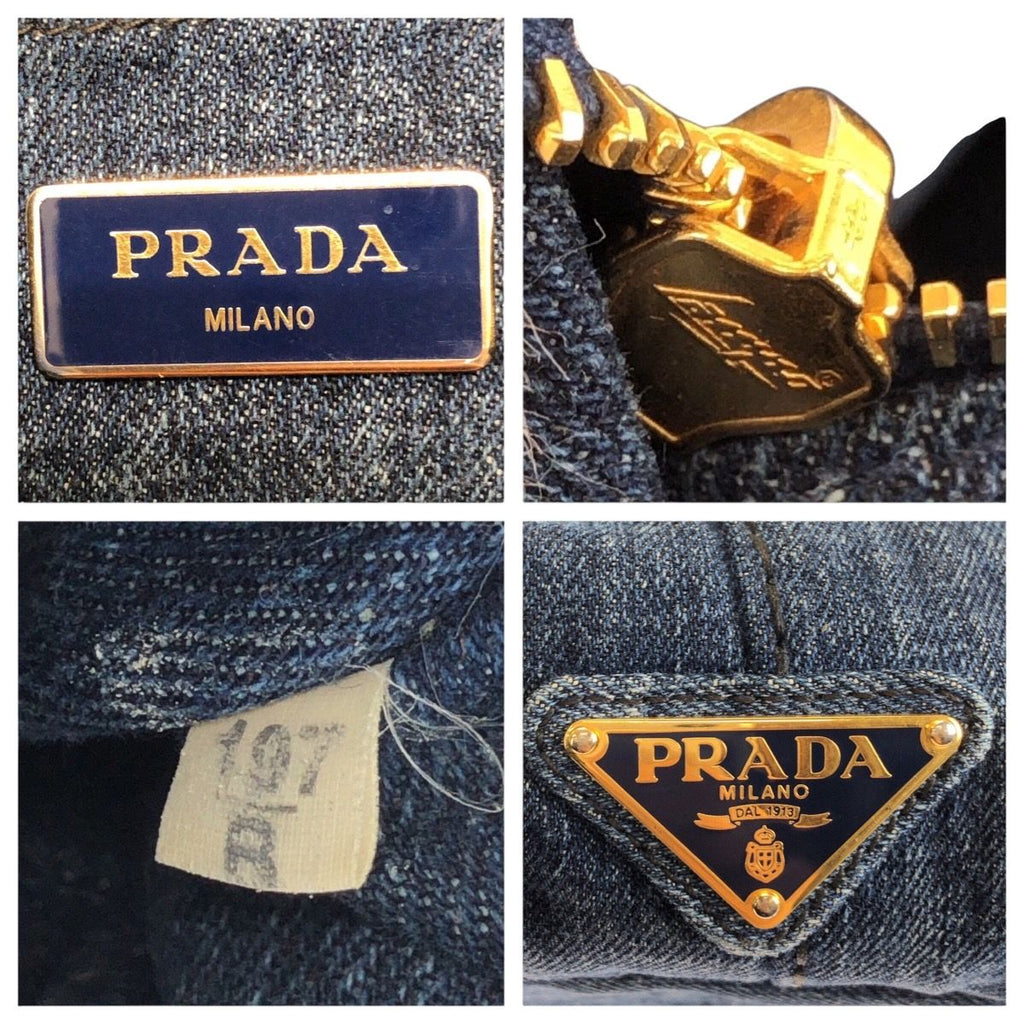Prada Canapa Blue Gold Denim Tote — view 4