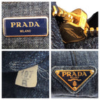 Prada Canapa Blue Gold Denim Tote — view 4