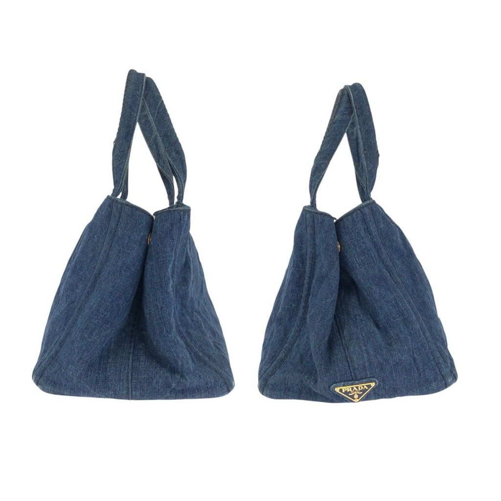 Prada Canapa Blue Gold Denim Tote — view 8