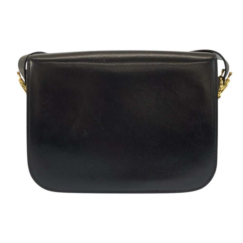 Celine Vintage Carriage Black Gold Leather Shoulder — view 2