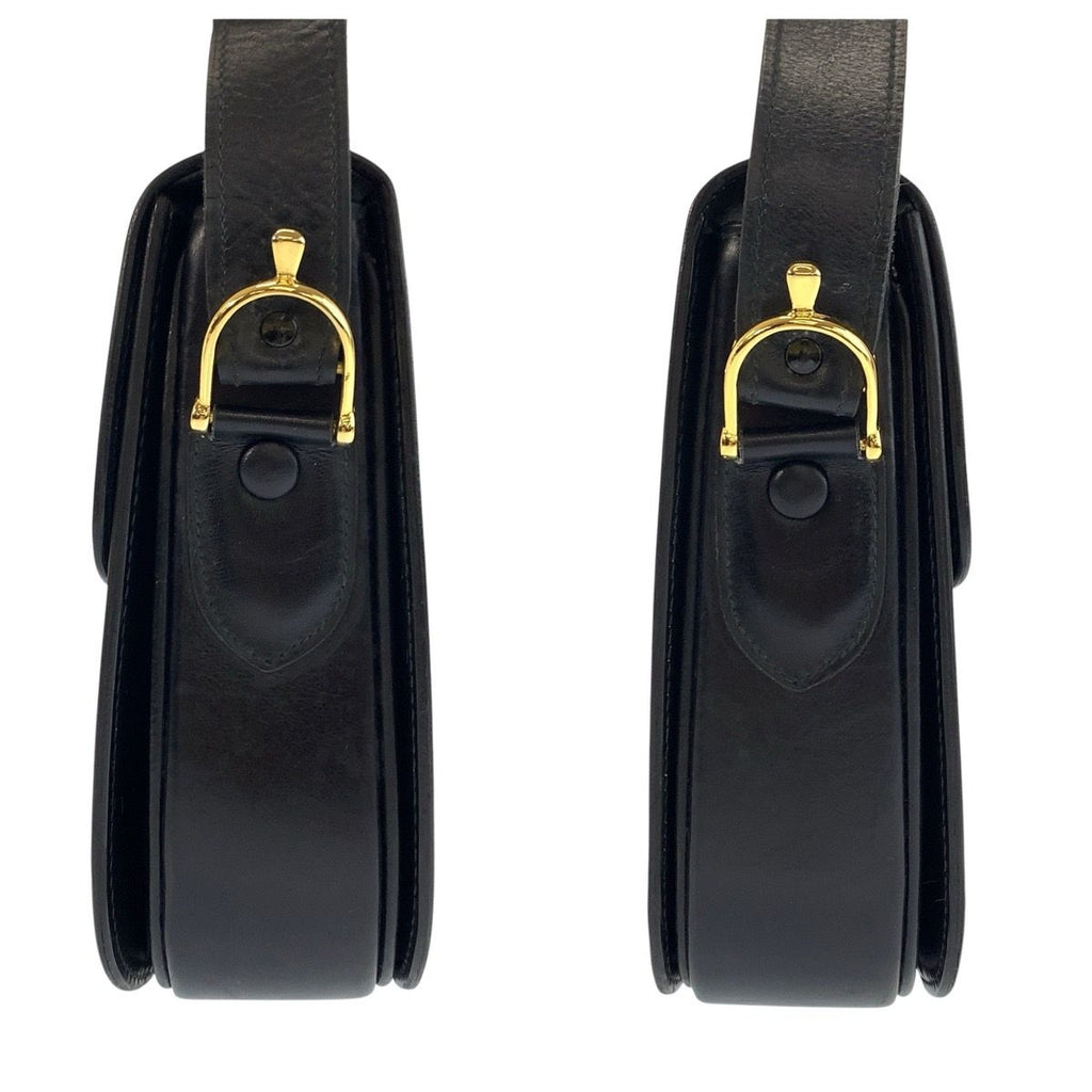 Celine Vintage Carriage Black Gold Leather Shoulder — view 8