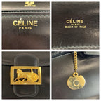 Celine Vintage Carriage Black Gold Leather Shoulder — view 3
